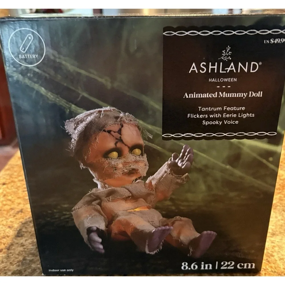 Halloween Mummy Animated Baby Scary Voice And Light Up Eyes Creepy Fun NIB